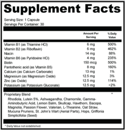 Clear Sound 911 Supplement Facts